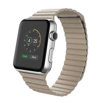 Magnetic 42mm PU Leather Strap - Khaki