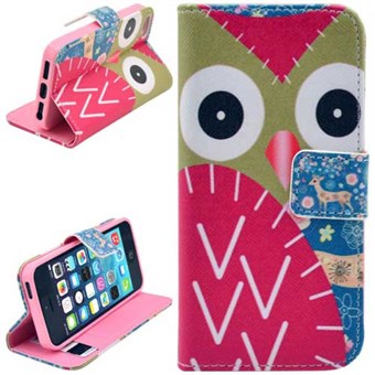 Stand Card Lommebokveske iPhone 5 / iPhone 5S / iPhone SE 2013 - Owl