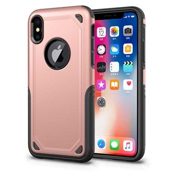 Støtsikker Armour Cover i TPU og PC til iPhone XS Max - Rose Gold