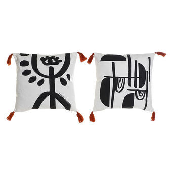 Pute DKD Home Decor Hvit Svart Polyester (2 pcs) (45 x 45 x 45 cm)