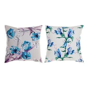 Pute DKD Home Decor Blå Hvit Kukat Polyester (2 pcs) (45 x 10 x 45 cm)