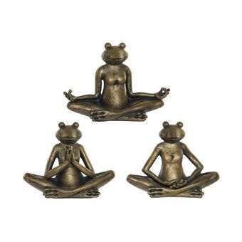 Dekorativ Figur DKD Home Decor Harpiks Frosk Aldret overflate (3 pcs) (17.5 x 5.5 x 12 cm)