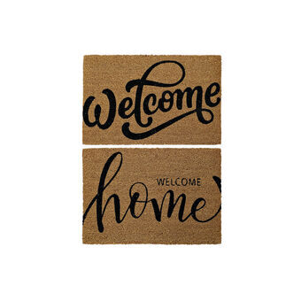 Dørmatte DKD Home Decor Welcome Brun Svart PVC Kokosnøtt (2 pcs) (60 x 40 x 1.5 cm)