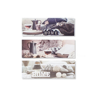 Maleri DKD Home Decor Læret Tre MDF (3 pcs) (90 x 2 x 30 cm)