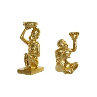 Lysholder DKD Home Decor Golden Resin Monkey (11 x 11 x 16,8 cm) (2 stk)