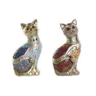 Dekorativ figur DKD Home Decor Resin Cat (9 x 7 x 18,5 cm) (2 stk)