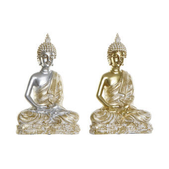 Dekorativ Figur DKD Home Decor Sølv Gyllen Buddha Harpiks (25 x 14 x 37 cm) (2 pcs)