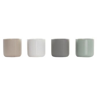 Planter DKD Home Decor Grå Beige Hvit Grønn Steintøy (14 x 14 x 13 cm) (4 enheter)