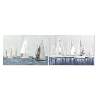 Maleri DKD Home Decor Yacht Middelhavet (120 x 2,8 x 80 cm) (2 enheter)