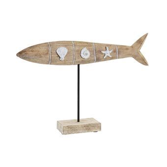 Dekorativ Figur DKD Home Decor Svart Brun Aluminium Hvit Treverk av mangotre Matros Fisk (54 x 9 x 38 cm)