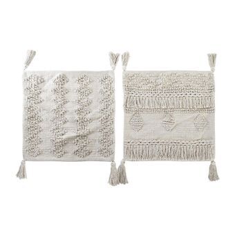 Putetrekk DKD Home Decor Beige Fringe Boho (60 x 3 x 60 cm) (2 enheter)