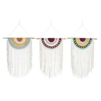 Hengende dekorasjon DKD Home Decor Makramé Boho (50 x 1 x 95 cm) (3 enheter)