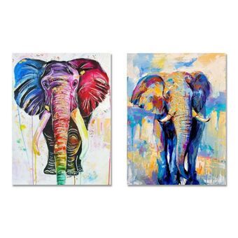 Maleri DKD Home Decor Elefant Moderne (60 x 2,5 x 90 cm) (2 enheter)