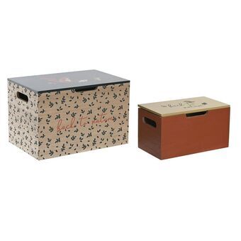 Sett med pyntebokser DKD Home Decor Flerfarget Tre MDF (2 enheter) (28 x 18 x 18 cm)