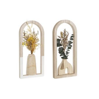 Veggpryd DKD Home Decor Blomster Grønn Gul Tre MDF (18 x 2,5 x 40 cm) (2 enheter)