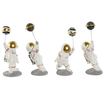 Dekorativ Figur Home ESPRIT Hvit Gyllen Astronaut 10,5 x 10,5 x 25 cm (4 enheter)