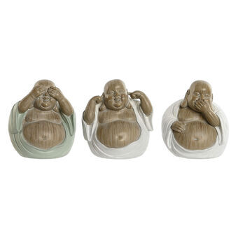 Dekorativ Figur Home ESPRIT Hvit Grønn Buddha Orientalsk 10 x 9 x 10,5 cm (3 enheter)