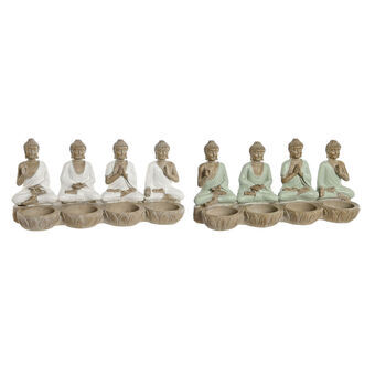 Dekorativ Figur Home ESPRIT Hvit Grønn Buddha Orientalsk 24 x 9 x 11 cm (2 enheter)