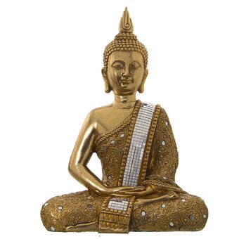 Dekorativ Figur Alexandra House Living Gyllen Plast Buddha 18 x 30 x 40 cm