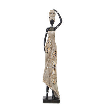 Dekorativ Figur Alexandra House Living Beige Plast Afrikansk dame 12 x 14 x 54 cm