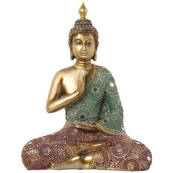 Dekorativ Figur Alexandra House Living Rød Grønn Gyllen Plast Buddha 18 x 30 x 38 cm