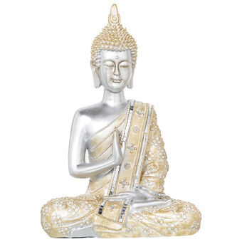 Dekorativ Figur Alexandra House Living Gyllen Sølv Plast Buddha 17 x 27 x 40 cm