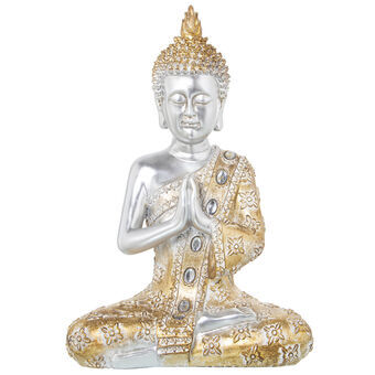 Dekorativ Figur Alexandra House Living Gyllen Sølv Plast Buddha 18 x 28 x 40 cm