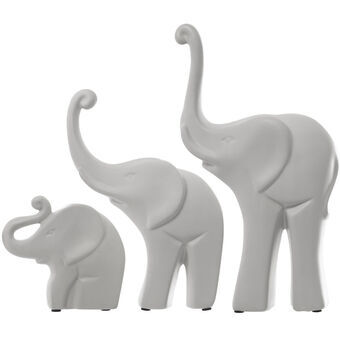 Sett med figurer Alexandra House Living Hvit Keramikk Elefant (3 Deler)