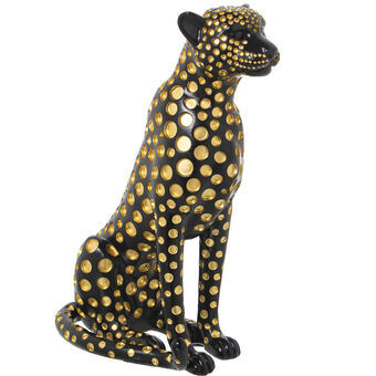 Dekorativ Figur Alexandra House Living Svart Gyllen Plast Leopard 33 x 39 x 45 cm