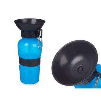 Vanndispenser og Flaske for Hunder Blå Svart Metall Plast 500 ml