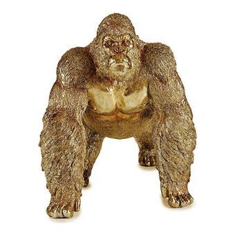 Dekorativ Figur Gorilla Gyllen Harpiks (20 x 27,5 x 34 cm)