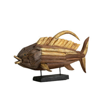 Dekorativ Figur Romimex Gyllen Tre Fisk 80 x 50 x 20 cm