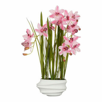 Dekorativ Plante Mica Decorations Cymbidium Polyester Orkidé 81 x 49 x 40 cm Kunstig