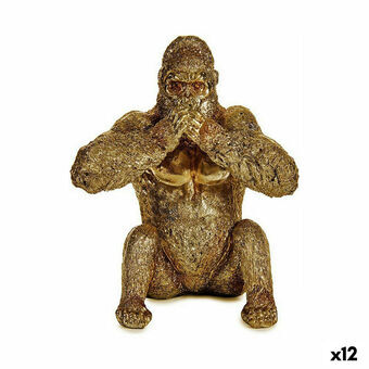 Dekorativ Figur Gorilla Yoga Gyllen 11 x 18 x 16,2 cm (12 enheter)