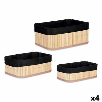 Arrangører Sett Svart Naturell Bambus 31 x 12 x 21 cm (4 enheter)