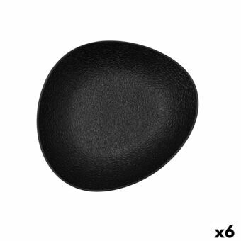 Dyp plate Bidasoa Fosil Svart Keramikk Oval 22 x 19,6 x 4,5 cm (6 enheter)