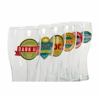 Ølglass DKD Home Decor Gjennomsiktig Krystall (500 ml) (6 pcs) (7 x 7 x 18 cm)