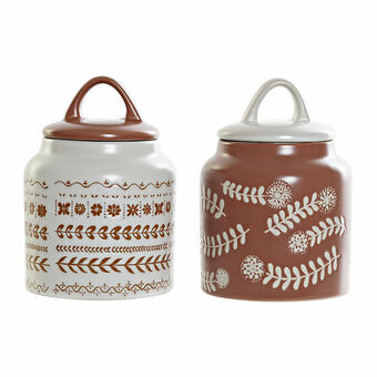 Gryte til Kjøkkenutstyr DKD Home Decor Terrakotta Hvit Steintøy Cottage (11 x 11 x 16 cm) (2 pcs)