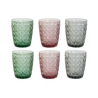 Sett med glass DKD Home Decor Grønn Grå Rosa Krystall Med lettelse 240 ml (6 enheter)