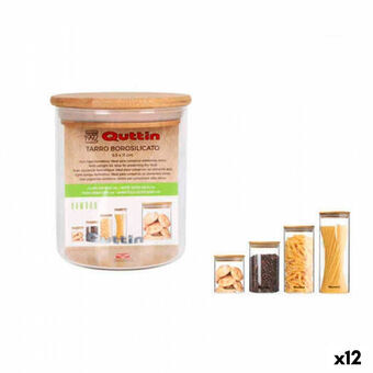 Boks Quttin Borosilikatglass Bambus Silikon 500 ml 9,5 x 9,5 x 11,5 cm (12 enheter) (9,5 x 11 cm)