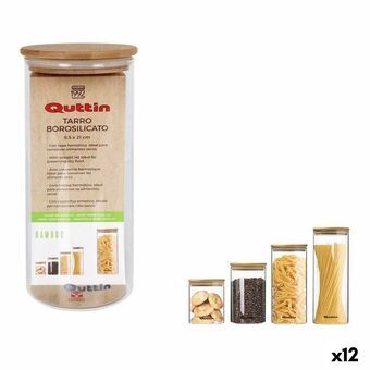 Krukke Quttin Bamboo Borosilikatglass Silikon 1,25 L 10,2 x 22,8 cm (12 enheter) (9,5 x 21 cm)