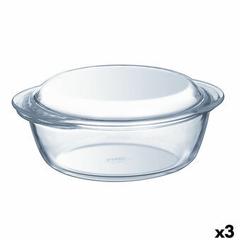 Gryte med lokk Pyrex Essentials Gjennomsiktig 2,1 L (3 enheter)