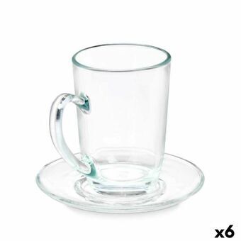 Kopp med tallerken Gjennomsiktig Glass 200 ml (6 enheter)