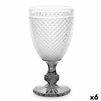 Vinglass Diamant Gjennomsiktig Antrasitt Glass 256 ml (6 enheter)