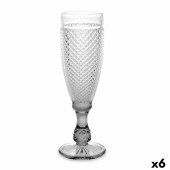 Champagneglass Diamant Gjennomsiktig Antrasitt Glass 185 ml (6 enheter)