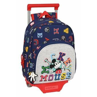 Skoleryggsekk med Hjul Mickey Mouse Only one Marineblå 28 x 34 x 10 cm