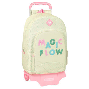 Skoleryggsekk med Hjul Glow Lab Magic flow Beige 30 x 46 x 14 cm