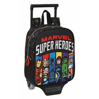 Skoleryggsekk med Hjul The Avengers Super heroes Svart 22 x 27 x 10 cm