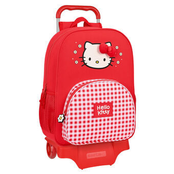 Skoleryggsekk med Hjul Hello Kitty Spring Rød 33 x 42 x 14 cm