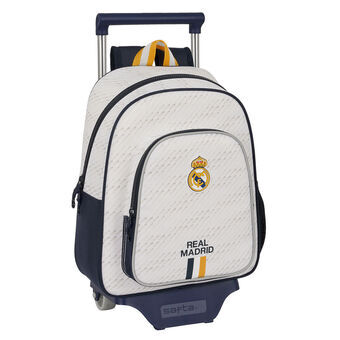 Skoleryggsekk med Hjul Real Madrid C.F. Hvit 28 x 34 x 10 cm